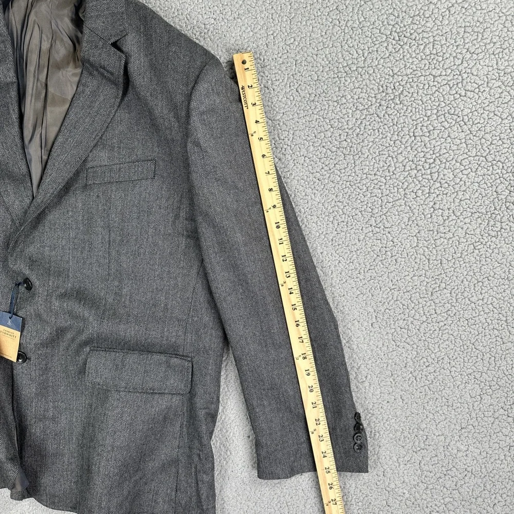 NWT Charles Tyrwhitt Wool Herringbone Blazer Men 50R Grey Classic Fit Jacket